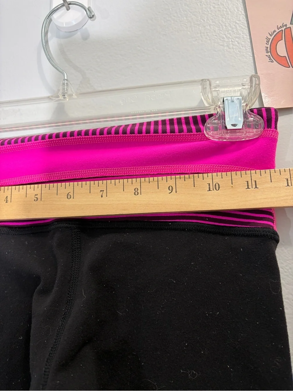 lululemon athletica Black Leggings with Pink Fold-Over Waistband